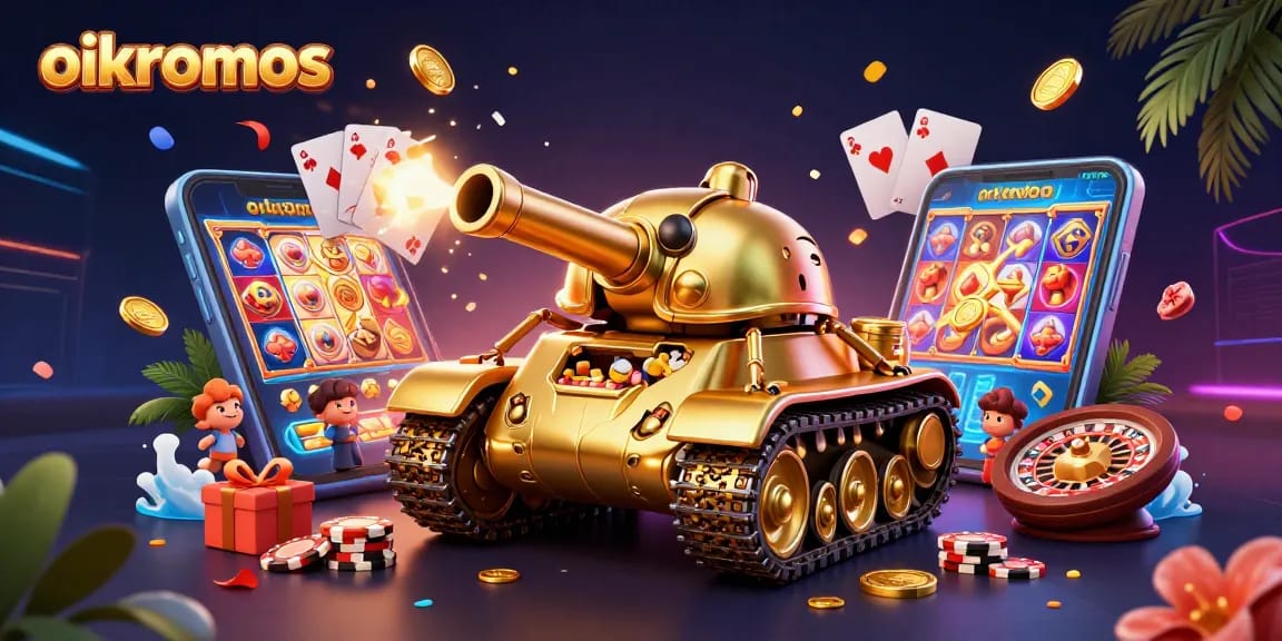 Experience the thrill of oikonomos with this vibrant 3D casino illustration featuring a golden beetle tank.