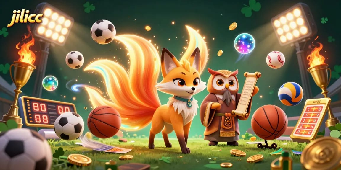 Place your bets and play at JILICC, featuring vibrant gaming characters and dynamic sports elements.