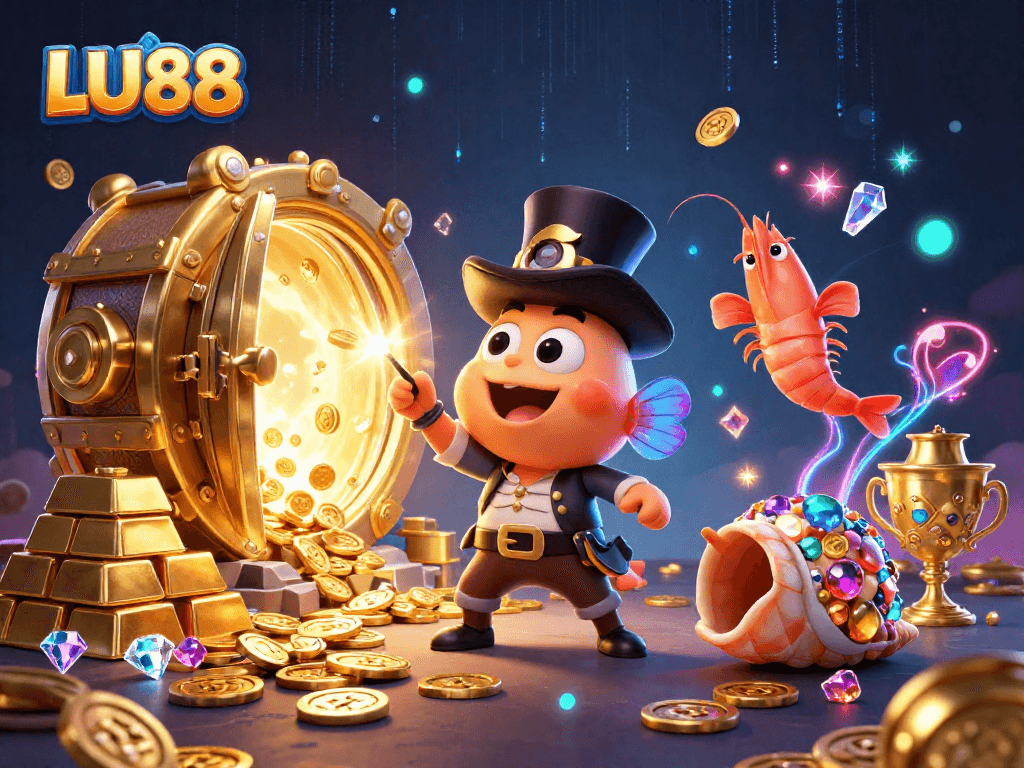 LU88 engages players with exciting treasures in this vibrant undersea casino scene.