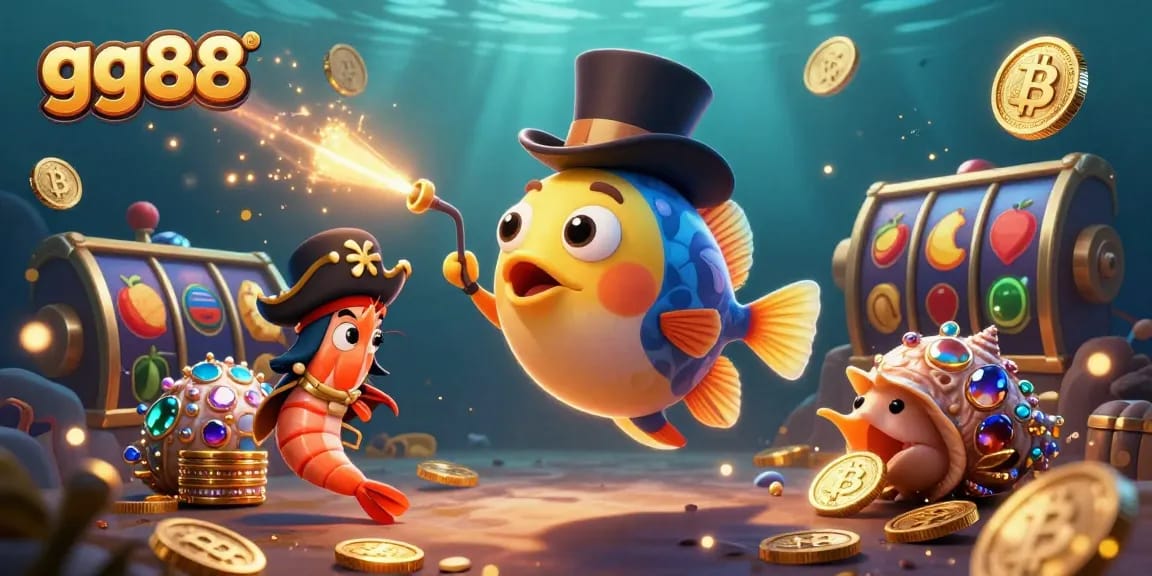 Join GG88 in an exciting underwater casino adventure filled with colorful coins and vibrant characters.