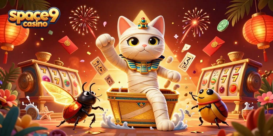 Experience thrilling gaming at space9 casino with vibrant casino scenes and characters.