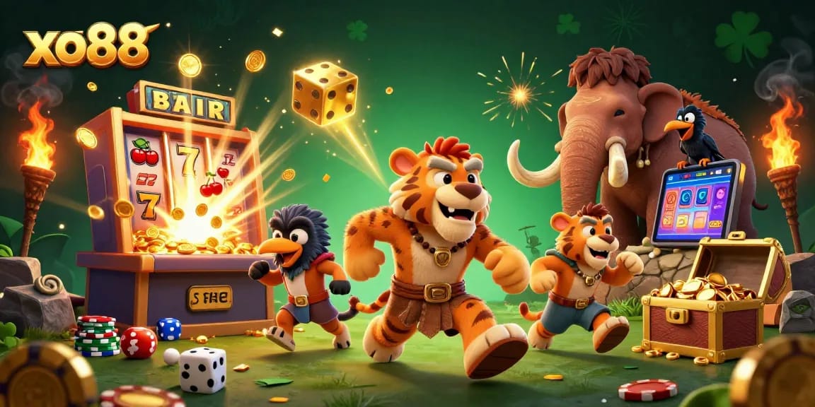 Experience winning moments with xo88 at a vibrant prehistoric casino filled with amazing games and gold!