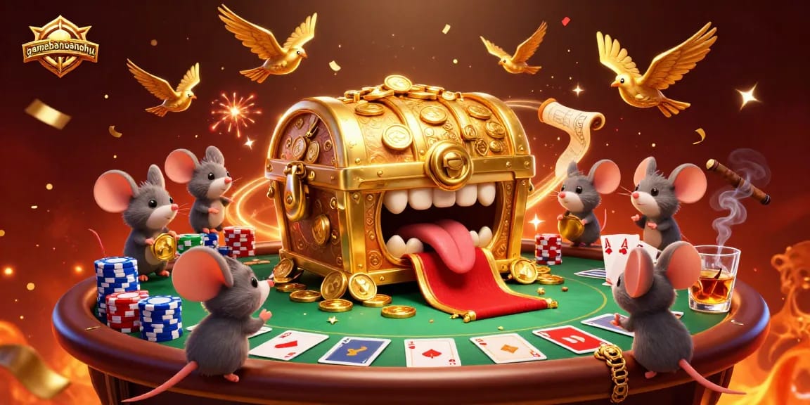 Win big at gamebancanohu with exciting poker elements and animated treasure hunt visuals.