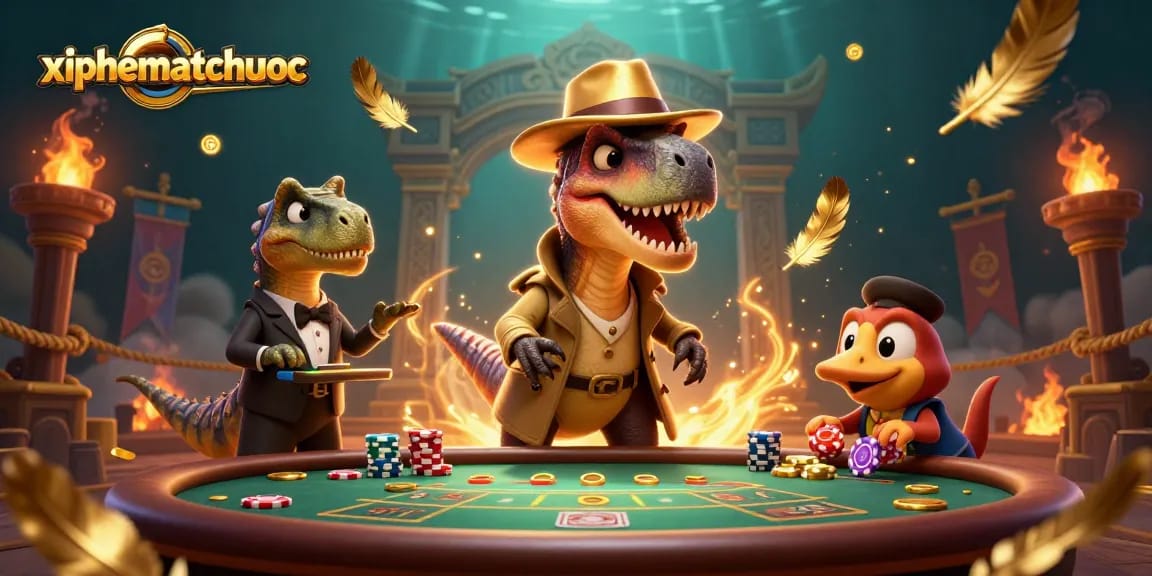 xiphematchuoc showcases a chaotic scene of gameplay with vibrant characters in a card counting showdown.