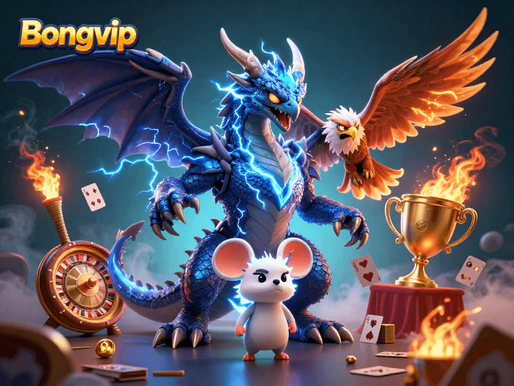 Experience thrilling gaming action with Bongvip featuring vibrant characters and dazzling casino elements.