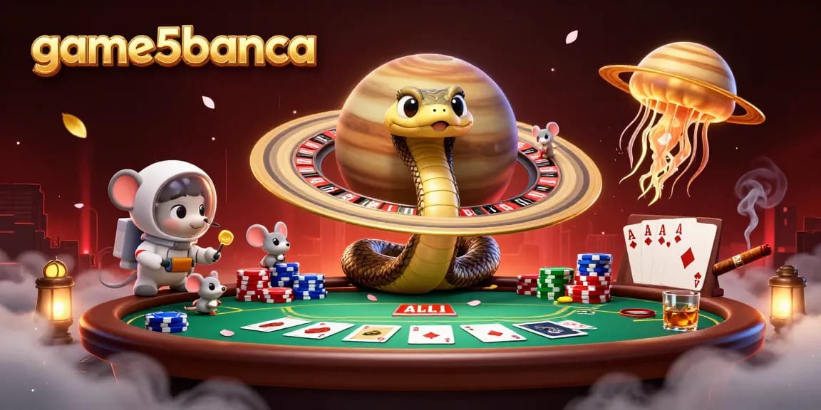 Engage in thrilling bets as game5banca players maneuver bets with cosmic dealers in a vibrant casino.