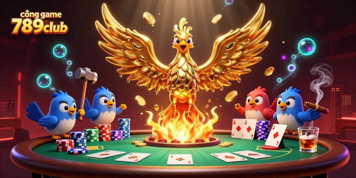 Engage with the thrilling gameplay at cổng game 789club through this vibrant 3D illustration of online poker.