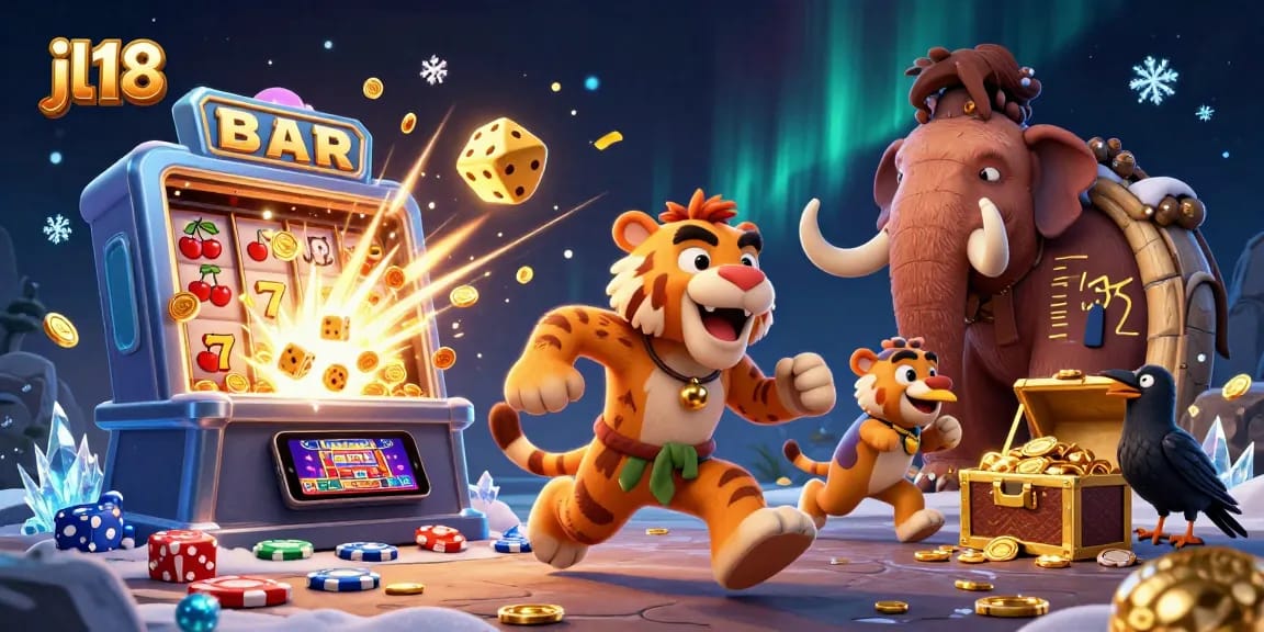 jl18 casino adventure with colorful slot machine, vibrant characters, and dynamic gameplay elements