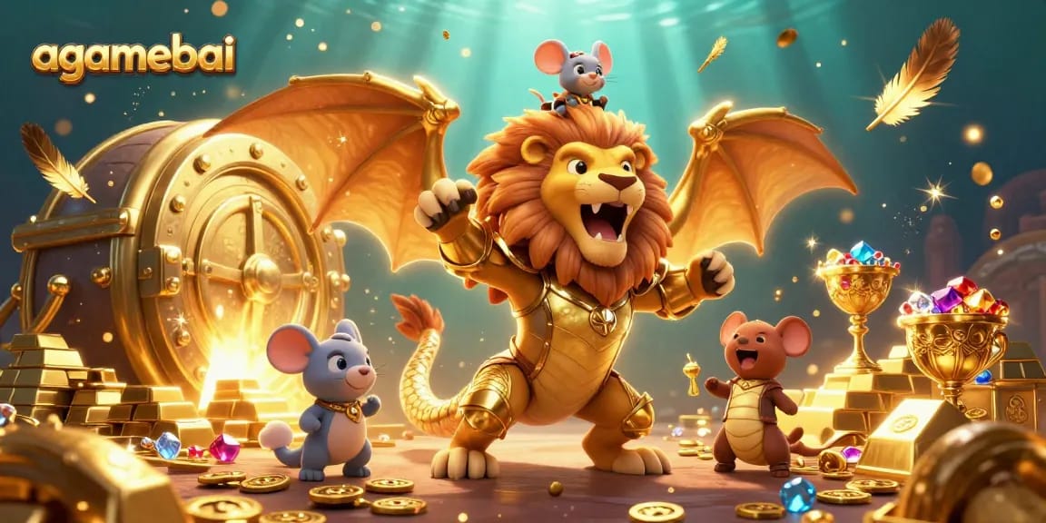 Engage with agamebai's thrilling golden treasure vault amidst a roaring chimera and mouse jockey.