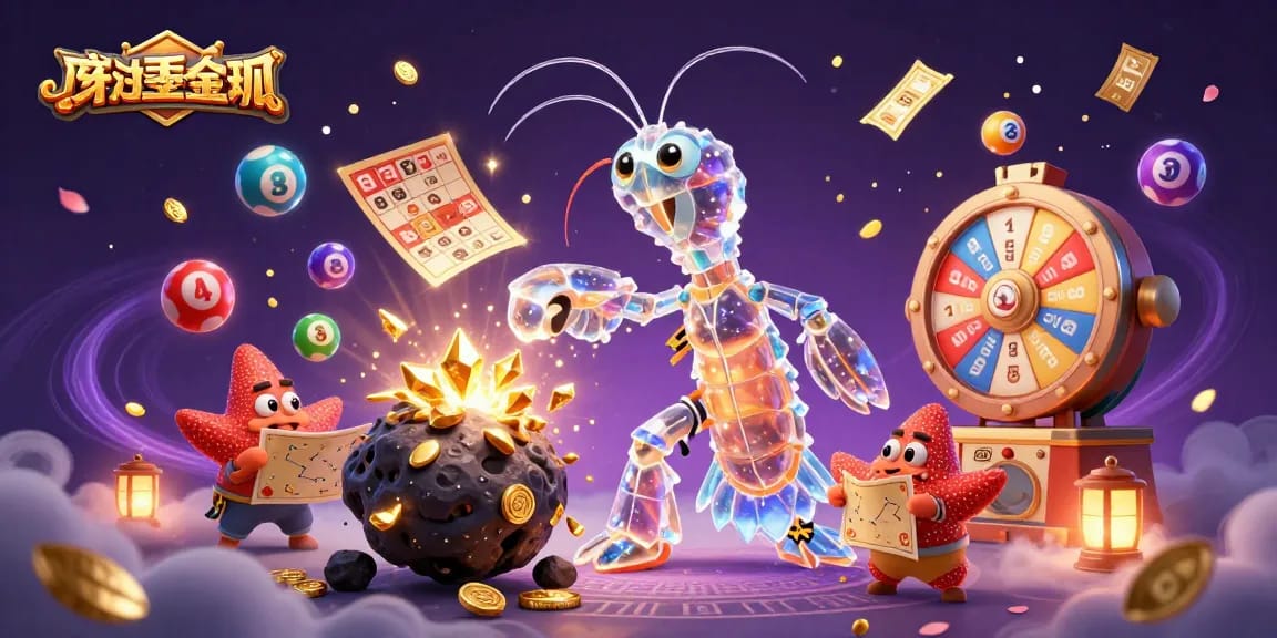 Engage with nhanquagamebai as a dynamic samurai shrimp navigates an asteroid, revealing golden treasures.