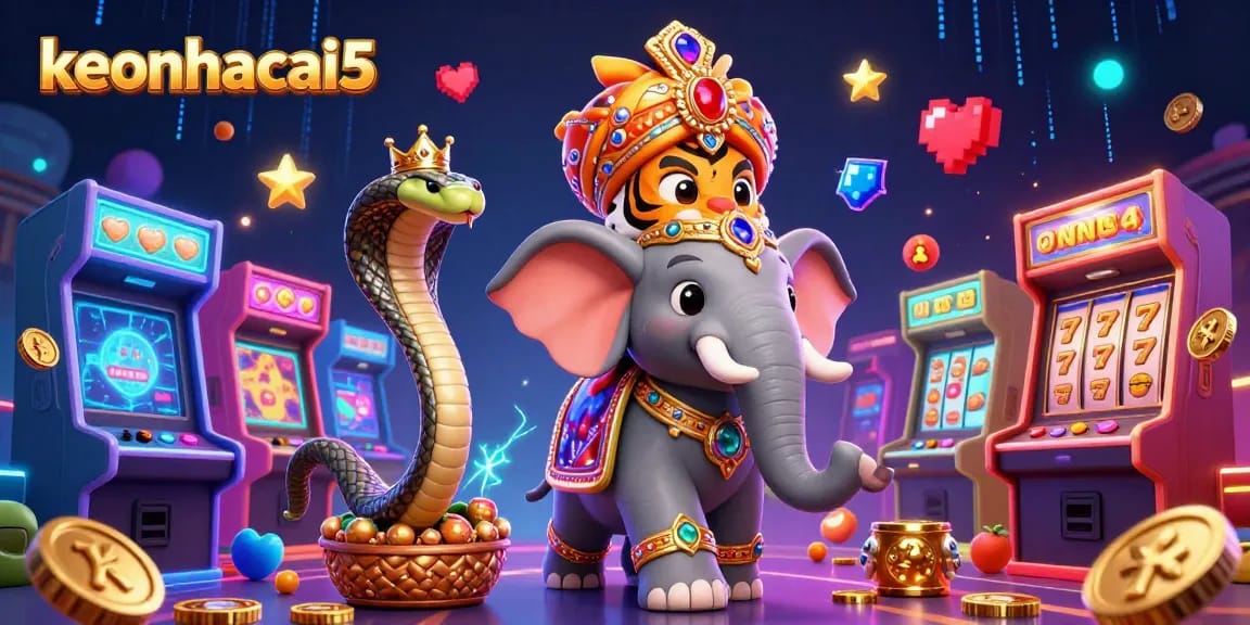 Experience gaming vibrancy with keonhacai5 in this dynamic casino-themed digital illustration.