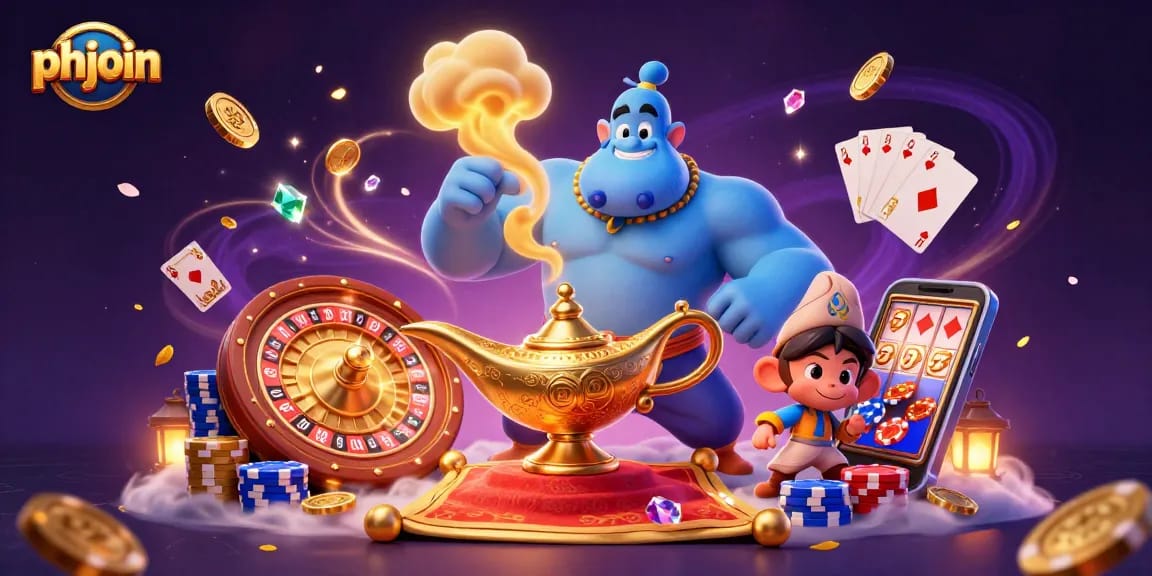 phjoin enhances your gaming experience with a vibrant casino scene featuring engaging elements.