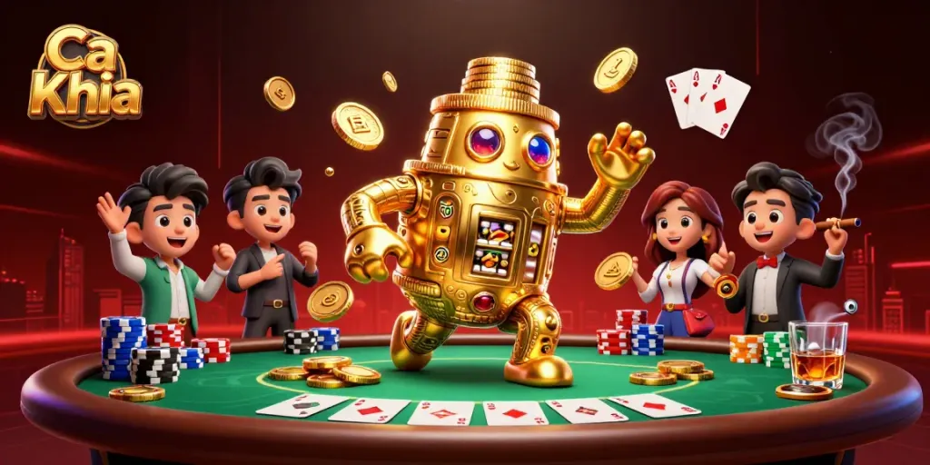 Engage with Ca Khia's vibrant casino action in this dynamic 3D gambling illustration.
