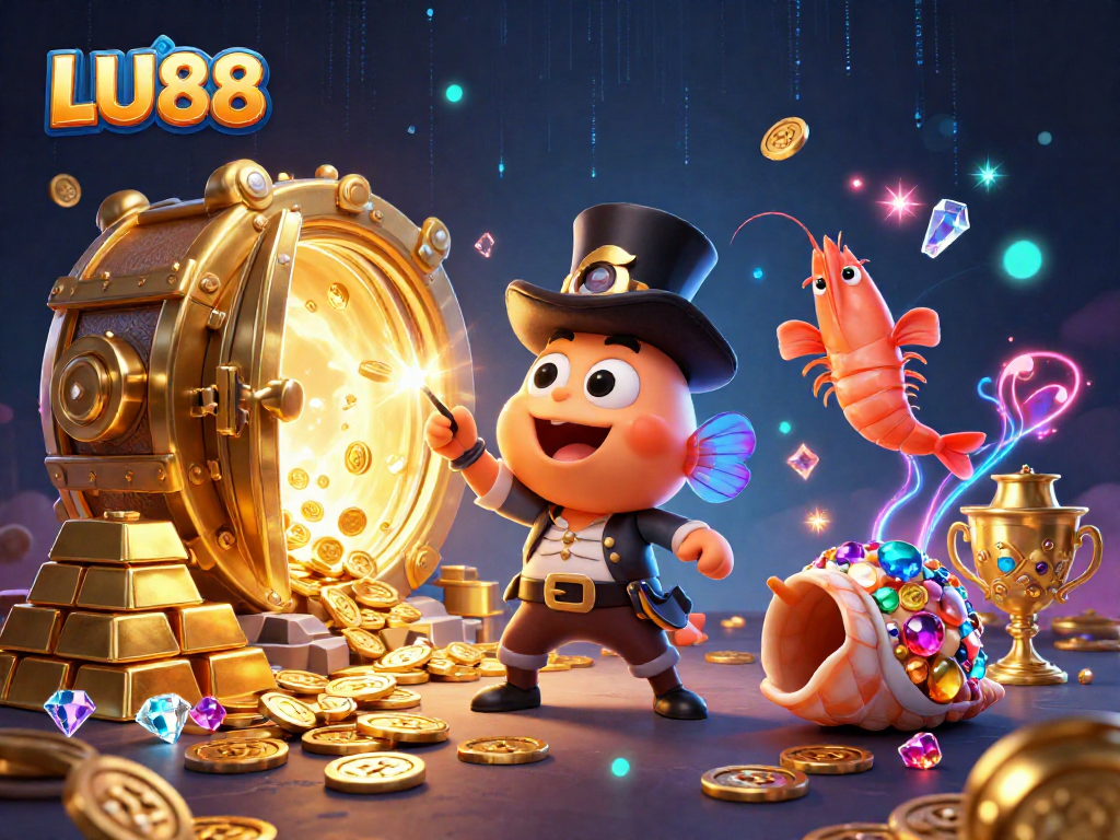 LU88 engages players with exciting treasures in this vibrant undersea casino scene.