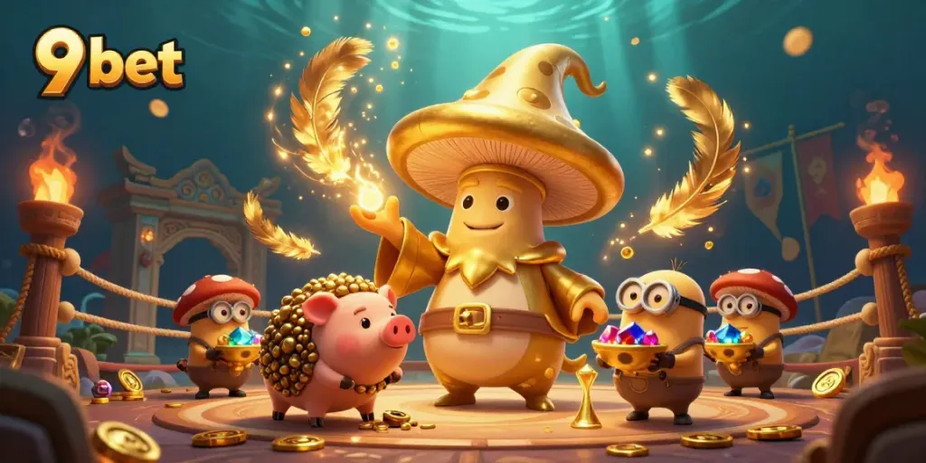 Engage with vibrant casino magic as you explore an enchanting 9 bet world filled with golden treasures and whimsical characters.