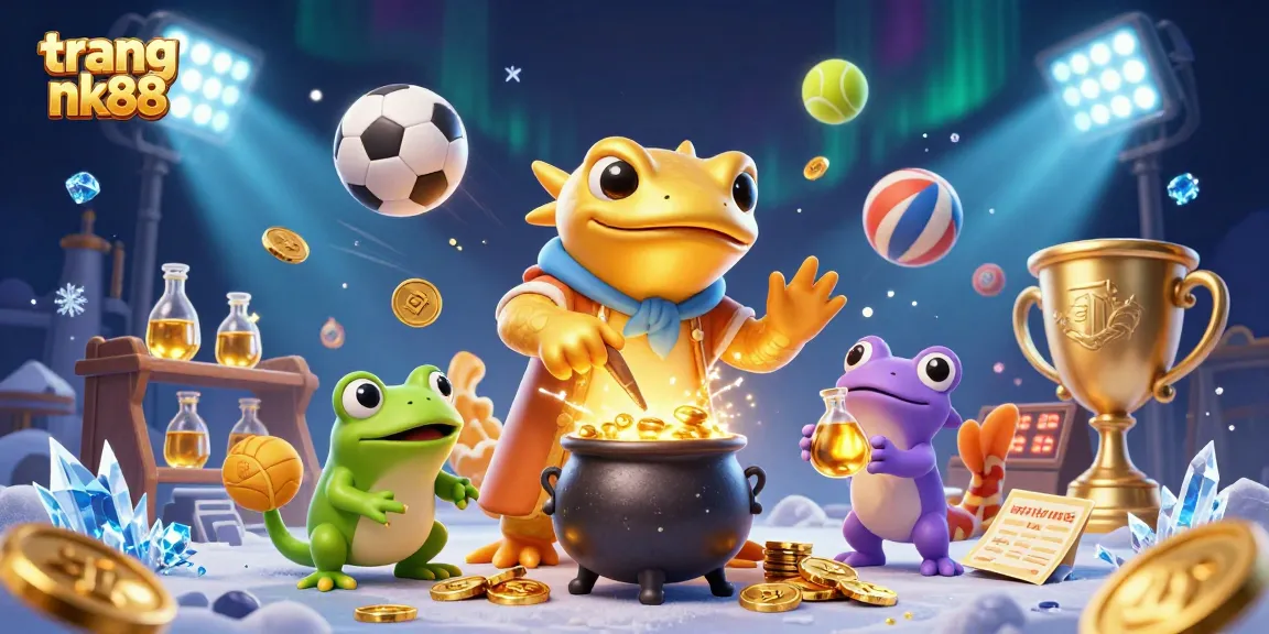Experience the excitement of sports betting with trang nk88, where gold coins and sports elements collide.