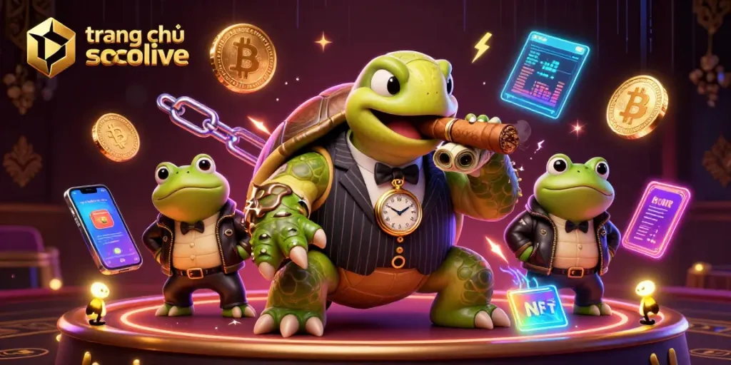 Engage with trang chủ socolive's vibrant casino experience featuring 3D characters and glowing crypto elements.