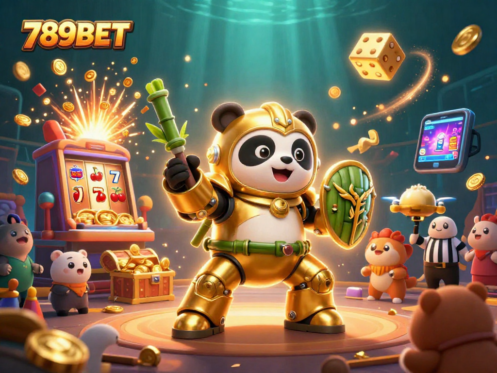 Experience exciting gameplay at 789BET with dynamic 3D casino action featuring golden panda and thrilling slot machines.