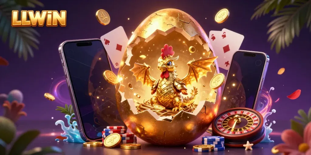 Experience thrilling action at LLWIN with a golden dragon and dynamic gaming elements.