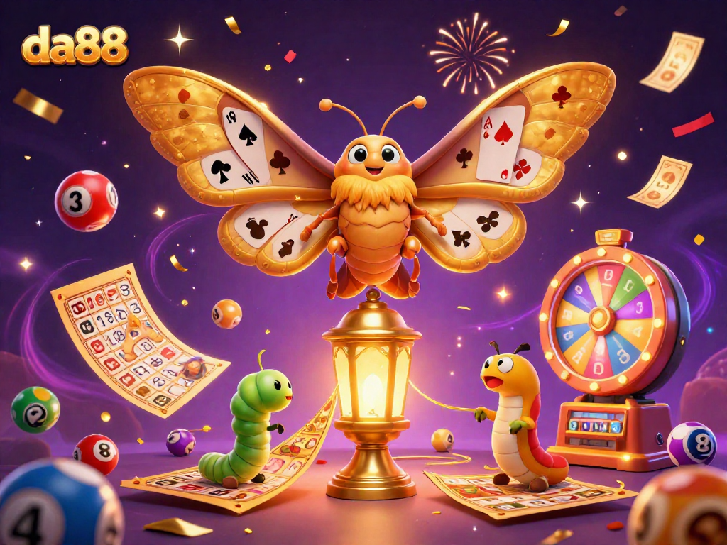 Join the excitement of da88 as vibrant lottery balls and golden elements celebrate wins in this lively casino scene.
