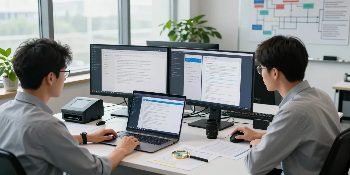 Forensic analyst in action during document fraud detection, showcasing high-tech tools and AI analysis.
