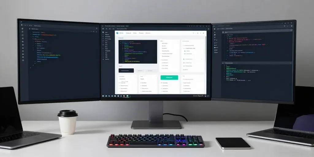 Register .co.uk domain process displayed in a modern developer workspace with sleek tech tools.