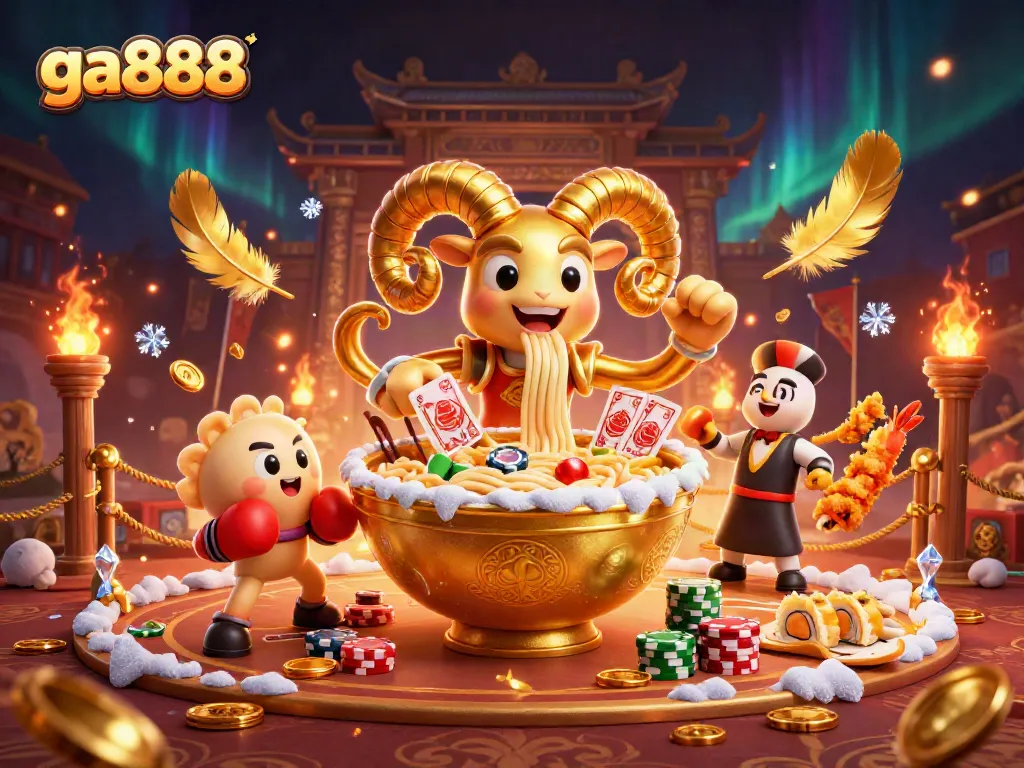 Experience ga888 thrills with a dynamic casino scene featuring vibrant characters and elements.