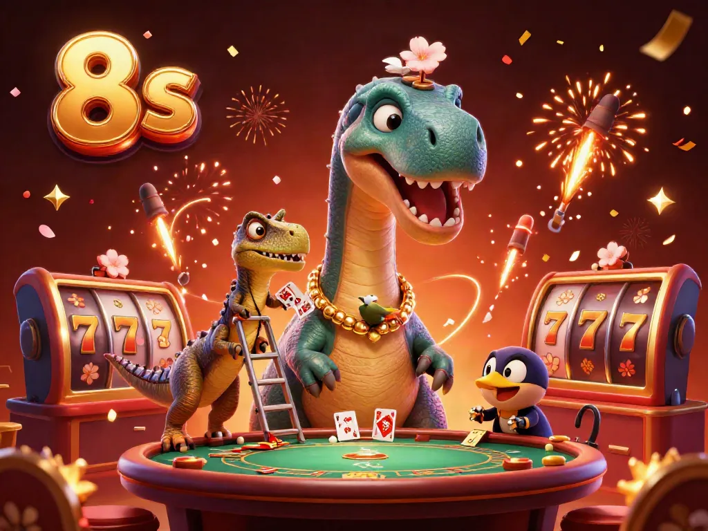 Experience the thrilling world of 8s casino gaming with vibrant characters and exciting elements.