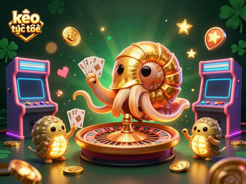 Experience kèo trực tuyến excitement with a stunning 3D nautilus roulette scene, packed with vibrant casino elements.