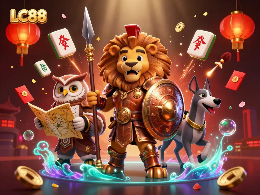 Experience thrilling wins with LC88 in this vibrant casino scene filled with dynamic gaming elements.