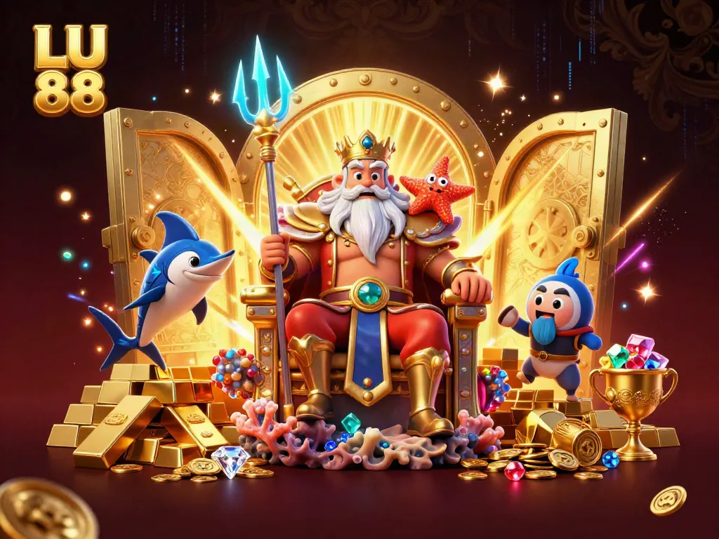Experience thrilling gameplay at LU 88 with Neptune and treasure elements surrounding you.