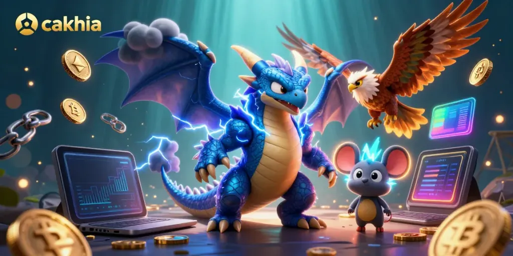 Engage with cakhia's thrilling online gaming experience featuring dynamic 3D dragon, hawk, and mouse!