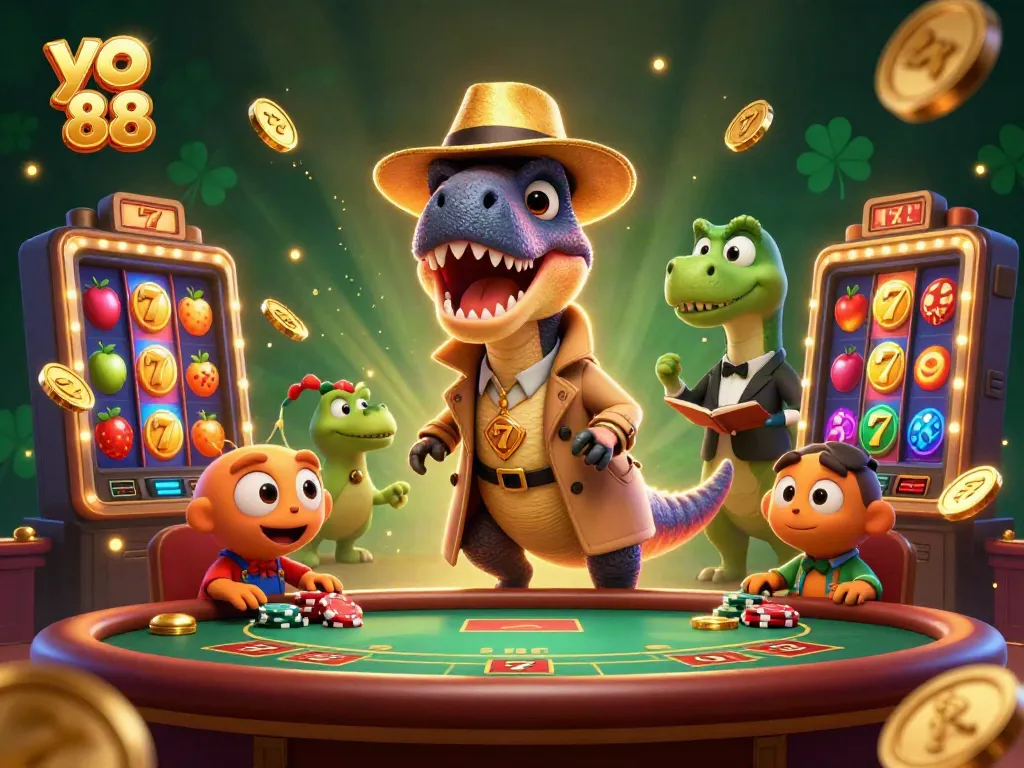 Create thrilling action with the yo 88 velociraptor card counter at a dynamic blackjack table, blending casino gameplay and vivid elements.