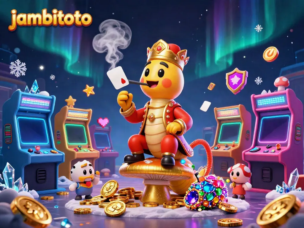 Experience the magic of jambitoto with a vibrant 3D illustration showcasing a whimsical casino scene.