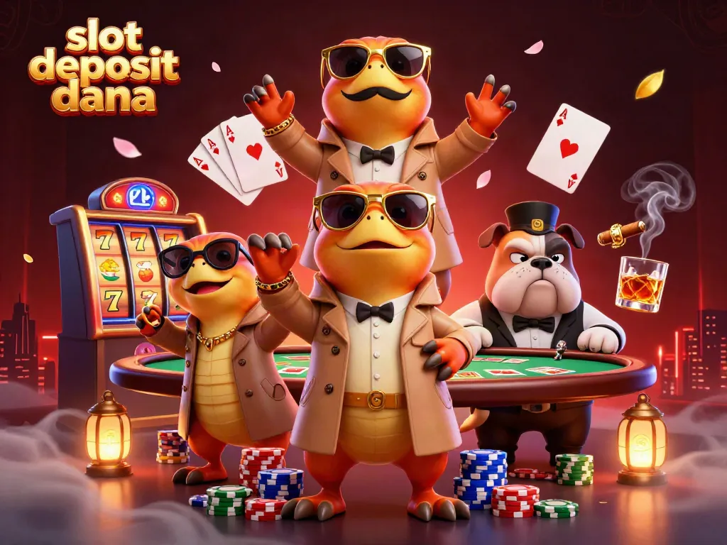 Experience excitement with slot deposit dana as raptors smoothly infiltrate a casino scene.