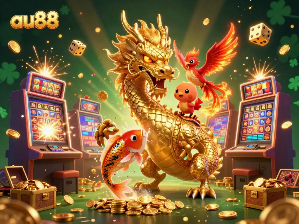 Experience the thrill of winning at au88 with vibrant dragons and jackpot slot machines.