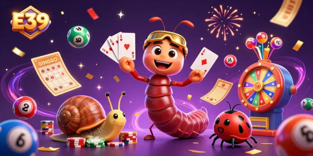 Experience the excitement of E39 with a vibrant casino scene featuring a millipede dealer and high-rollers.