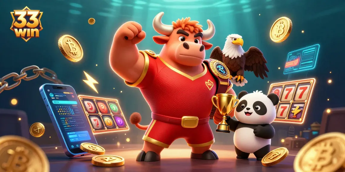 Experience thrilling action with the 33 win casino scene featuring lucky characters and slot elements.