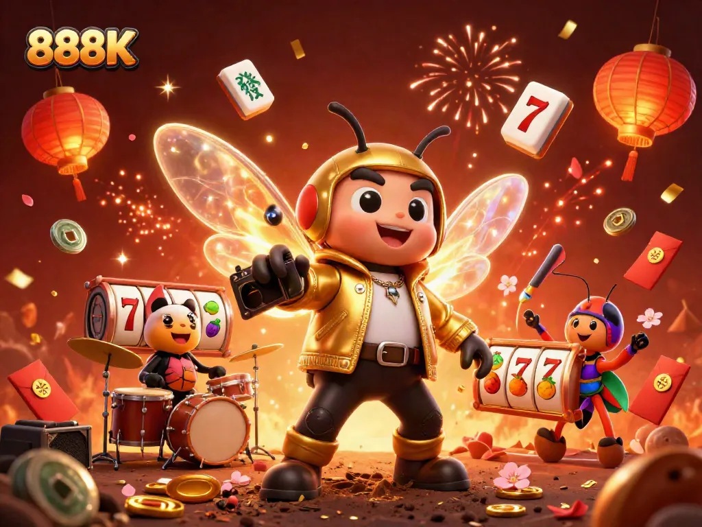Engage with the 888K casino world featuring animated characters and dynamic game elements.