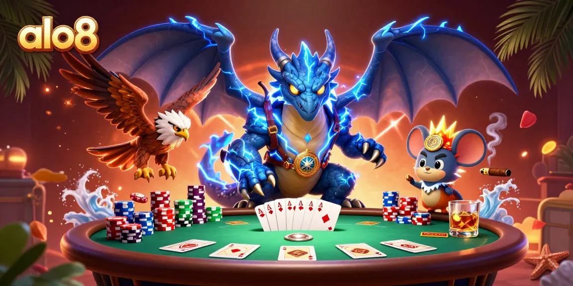 Experience thrilling gaming action with alo8's dynamic poker table and rich surroundings.