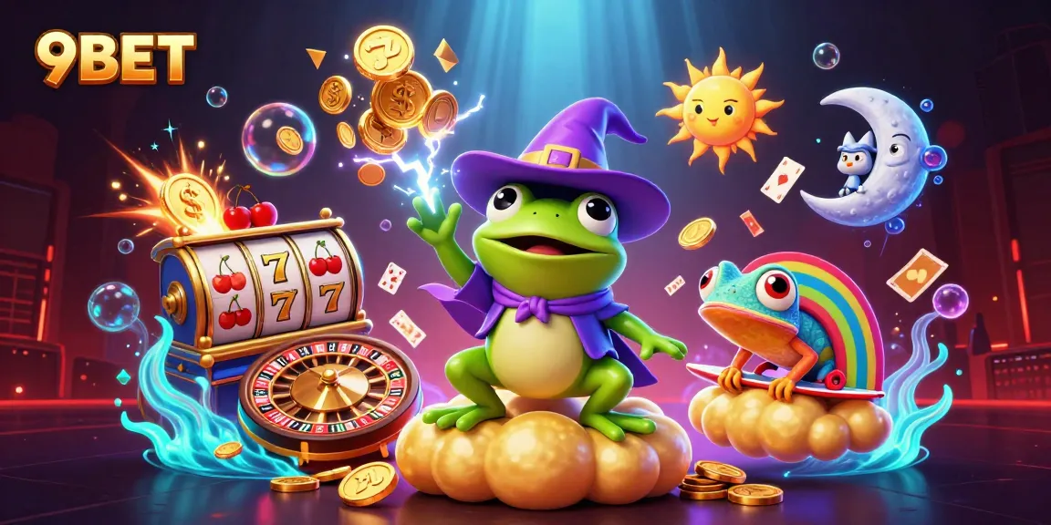 Experience the thrill of winning with 9BET in this vibrant, action-packed casino scene featuring dynamic game elements.