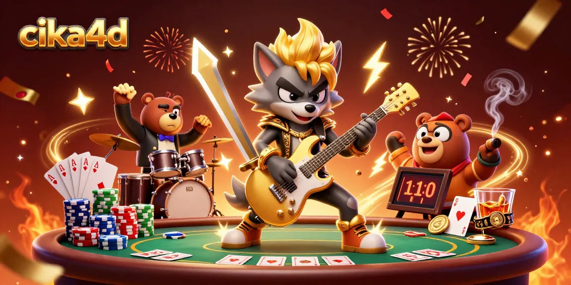 Engage with cika4d in this dynamic 3D casino scene featuring vibrant characters and rich gaming elements.