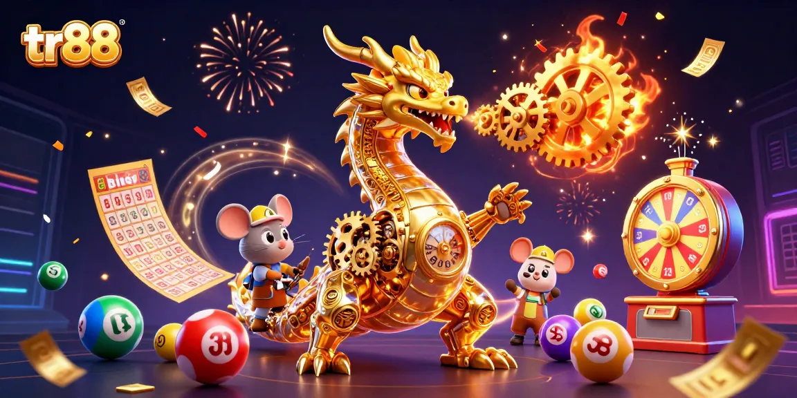 Win big at tr88 with a vibrant 3D casino scene full of dynamic lottery elements and a golden dragon!