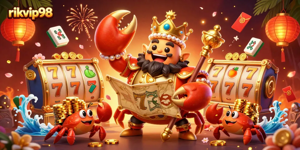 Experience thrilling jackpots and vibrant slots at rikvip98 with this dynamic casino illustration.