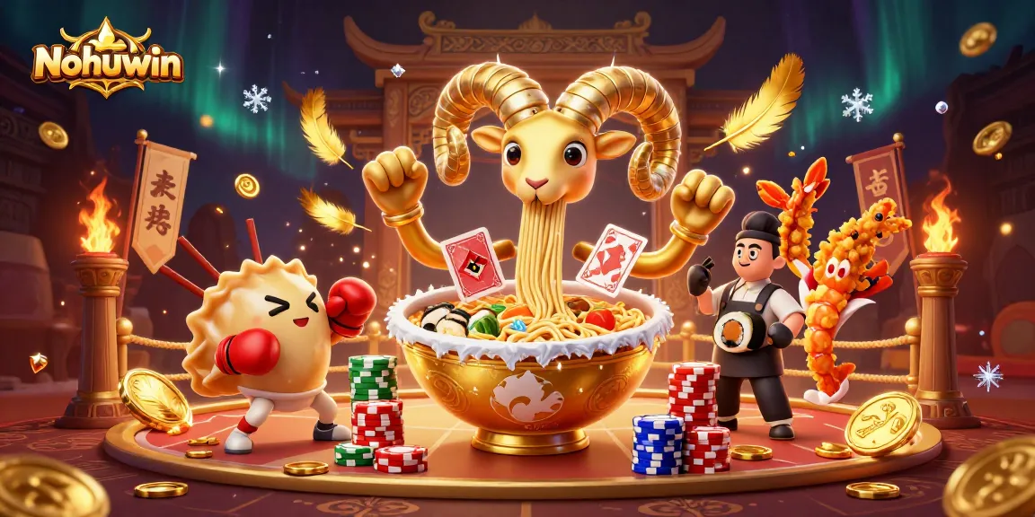 Nohuwin gamers enjoy a vibrant scene with unique casino characters in action, showcasing a dynamic gambling atmosphere.