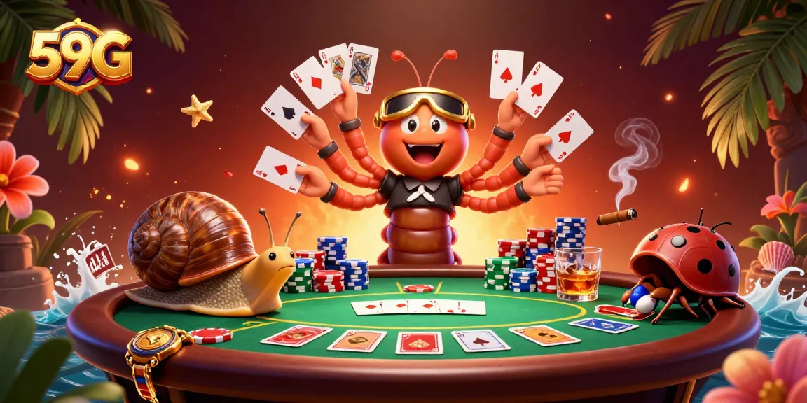 Experience 59G thrills at a lively poker table with unique characters in a vibrant setting.