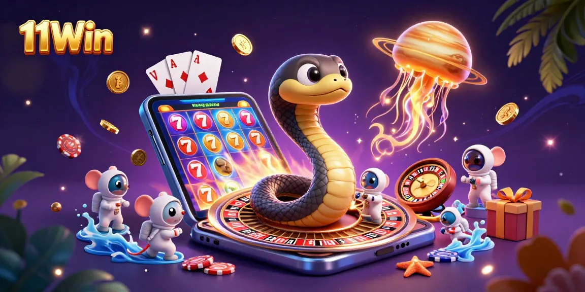 Experience thrilling gaming action at 11Win with cosmic elements and vibrant casino graphics.