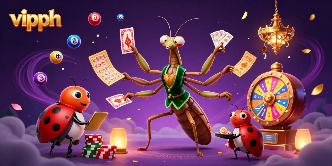 Engage in thrilling vipph casino actions with a dynamic illustration showcasing vibrant gaming elements and characters.