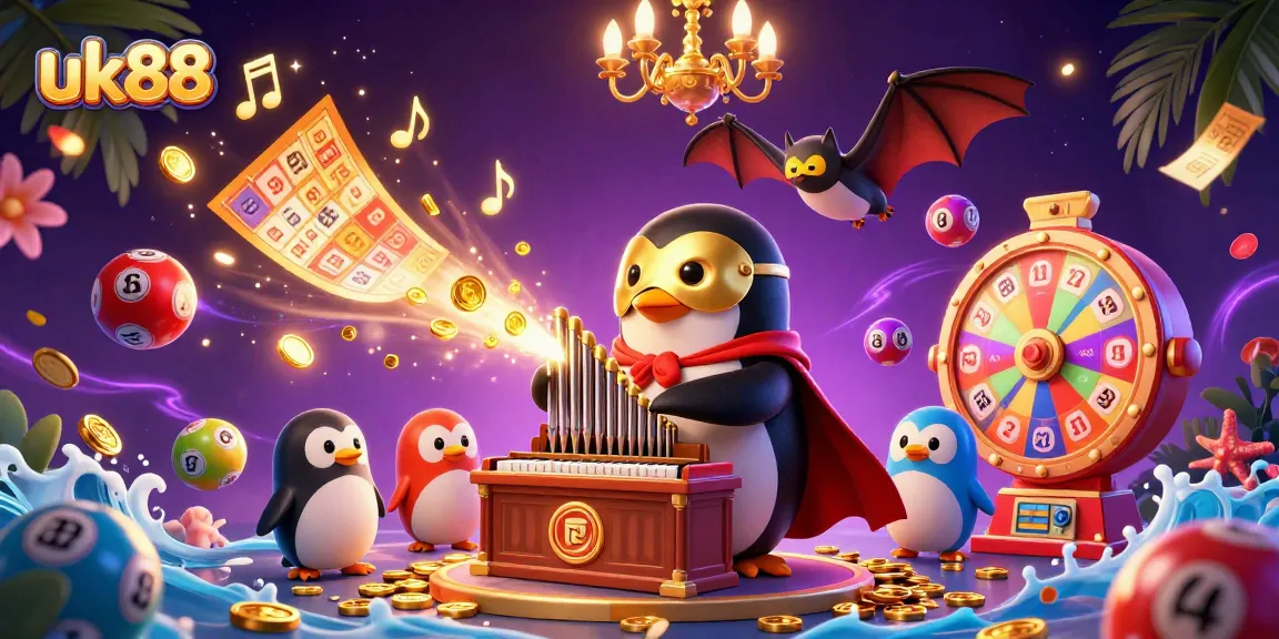 Experience exciting wins with uk88 in a vibrant casino scene featuring playful lottery elements.