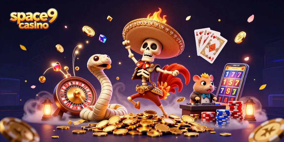 Experience the excitement at space9 casino with a colorful scene of victory and celebration!